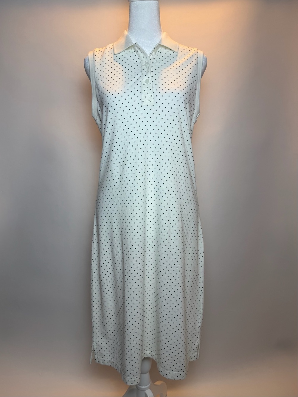 Foxcroft Cream Sleeveless Polka Dot Cotton Midi Dress